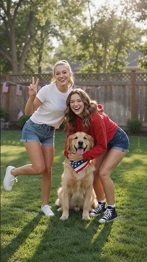 Two Girls & One Happy Dog Dance Party 🐶💃 Viral Fun! #Shorts