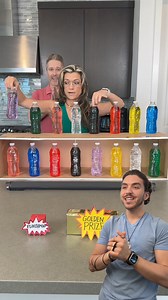 Match the Bottles, Win the Golden Prize Mom and Dad play a matching bottle game while Son hosts the fun. Great DIY game for families and friends using water bottles and food coloring dye and a cardboard box. | Mike's Mayhem