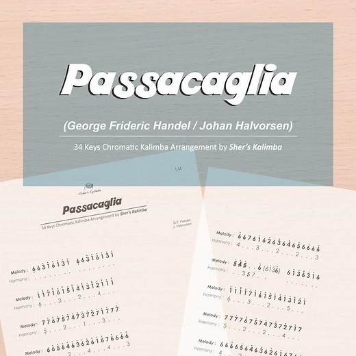 Passacaglia (Handel/Halvorsen) | Printable Kalimba Number & Letter Tabs #kalimba#shorts