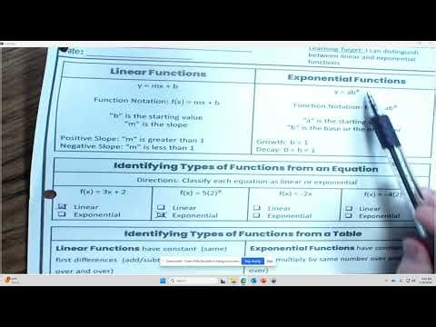Linear vs Exponential Functions Video Notes