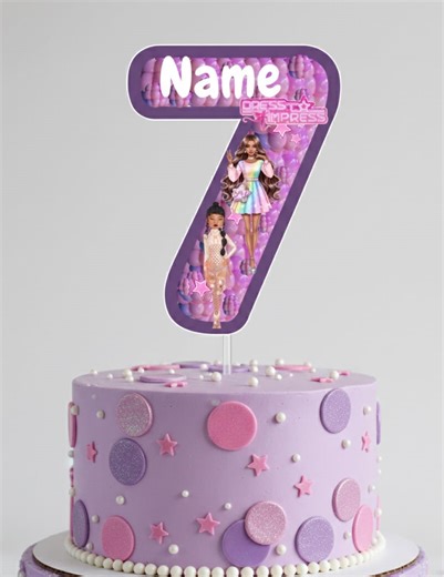 Dress to Impress Personalized Number 7 Cake Topper, DIY Birthday Party Decor, Downloadable- Printable, Digital - Etsy