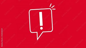important message like white speech bubble. concept of stop label and urgent information. cartoon trend modern sms inform logotype graphic mobile application simple design isolated on red background