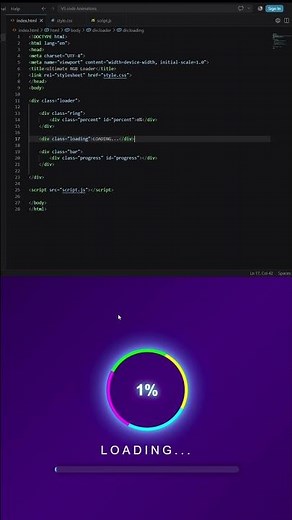 Ultimate 3D Loading Screen Animation | HTML CSS JavaScript | VS Code #shorts