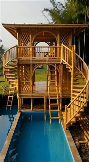 Amazing Bamboo House Build with Pool | From Bamboo to Luxury Villa 🌿🏡