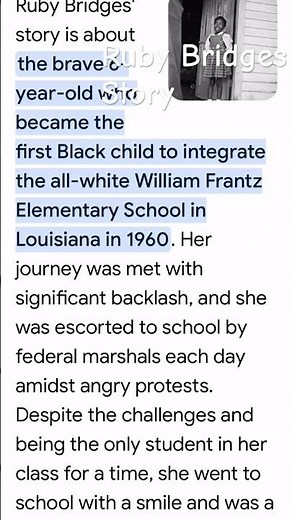 The Ruby Bridges Story 65 years today. Integration of schools 1960. Like and Subscribe