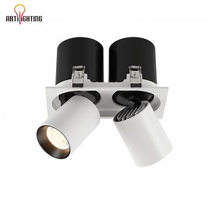 [Hot Item] Double Head Spotlight LED Embedded Telescopic Stretch Adjustable Angle Antiglare Square Grille Spot Lighting