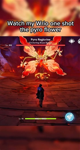 Watch my wrio one shot the pyro flower #genshinimpact #genshin #hoyocreators #hoyoverse #shorts