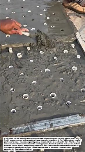Concrete Surface Hole Forming Process | PVC Sleeve Installation in Fresh Concrete.