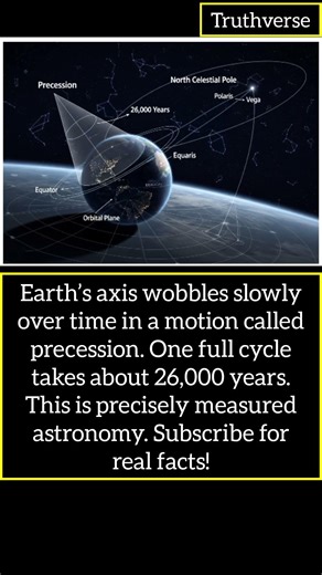 Earth Slowly Wobbles Like a Spinning Top 🌍#EarthPrecession #AstronomyFacts #RealScience