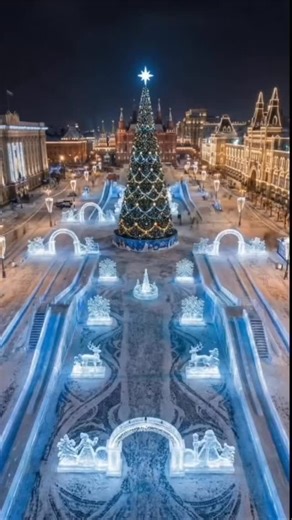 МОСКВА🔺МСК🔺МОСКОВСКАЯ ОБЛАСТЬ🔺MOSCOW🔺MSK on Instagram: "Я сделала ИИ‑ролик про строительство зимнего ледяного городка. В детстве в моём городе такие городки появлялись каждую зиму и это было самое весёлое время! Ледяные горки, огни и ощущение праздника. 🥰 Сейчас до Нового года осталось несколько дней, и я поймала это настроение в одном коротком видео. Автор видео и текста: @katrin.kurshanova #москва #краснаяплощадь #кремль #новогодняямосква #красотамосква"