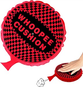 Whoopie Cushion, 8" Woopie Cushion, Self Inflating Whoopee Cushion, Novelty Prank Fart Cushion for Hilarious Gags and Parties, Red