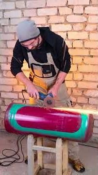 Wait for the final result 😮🔥 Turning an old metal tank into a DIY fireplace!