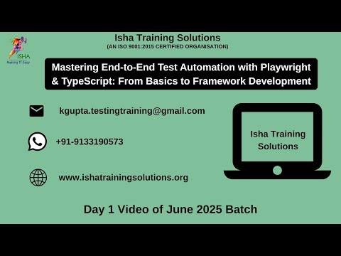 Playwright with Typescript Day1 video on 24th June 2025.call/WhatsApp us on+91-9133190573 to enroll.