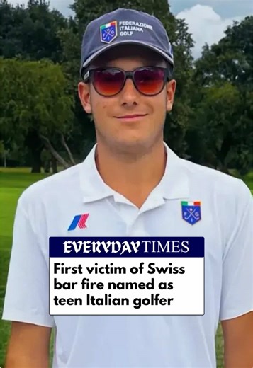 The first victim of the deadly New Year's Eve fire that tore through a bar at an Alpine ski resort has been named as a 17-year-old Italian golf prodigy. Emmanuele Galeppini’s death was confirmed in an Instagram post by the Italian Golf Federation, whichs remembered the teen as a ‘young italian athlete who embodied passion and authentic values.’ ‘In this time of great sorrow, our thoughts go out to his family and all those who loved him’, the tribute added. #newyears #switzerland #fire #fyp #fory