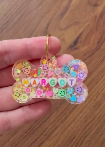 Personalized Pet ID Tag, Rainbow Name Bead Glitter Resin for Dogs and Cats - Etsy