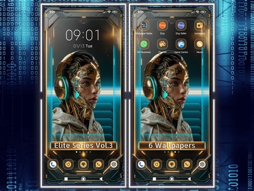 Elite Series Vol. 3 – Gold Female Cyborgs | Collectible Gamer Phone Wallpapers | 6 Pack - Etsy