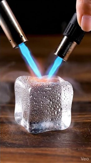 Tiny Blowtorch Melting Ice Cube 🧊🔥 | Satisfying Macro Video
