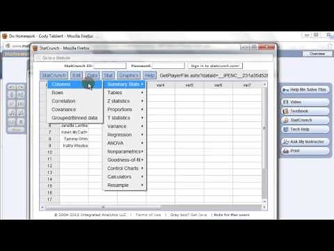Mean and Median in StatCrunch