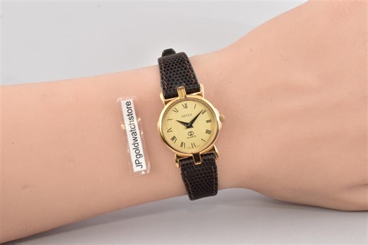 Vintage Gucci 3400 FL Watch Box Gold Dial Roman Leather Quartz Women's 90s - Etsy
