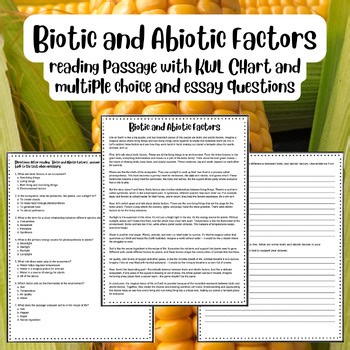 Biotic & Abiotic Factors Reading Passage Worksheet | Comprehension Writing Task