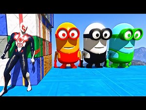 Super Hero Spiderman, White, Orange and Green Minion Funny Action GTA 5 | Episode.32