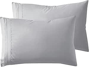 Nestl Light Grey Pillow Cases Queen Size Set of 2, Soft Queen Pillow Case, 1800 Microfiber Queen Pillow Cases 2, Pillowcases Queen, Envelope Closure Pillowcase, Pillow Covers Queen Size, 20x30 Inches