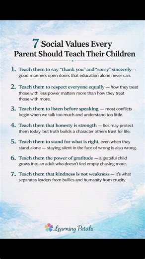 7 social values every parent should teach their children | Learning Petals