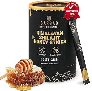 Bargad Pure Himalayan Shilajit Honey Sticks with Saffron – 30 Count | 75%+ Fulvic Acid, 85+ Trace Minerals | Natural Energy & Immunity Booster | Easy Single-Use Packets