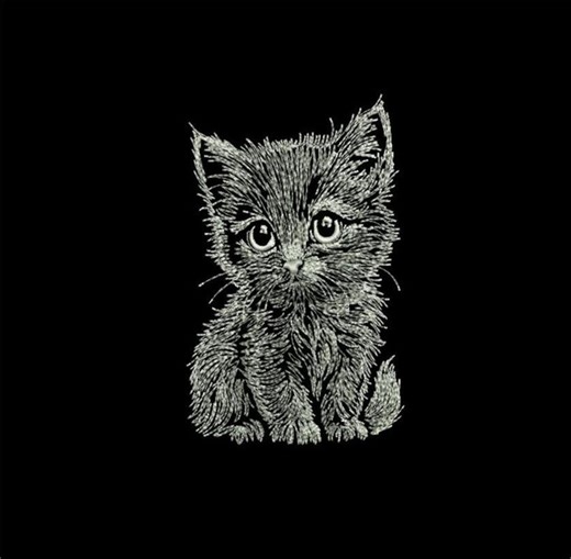 Kitten-glow-embroidery-design: Kitten Machine Pattern (digital Download, 7 Sizes) - Etsy