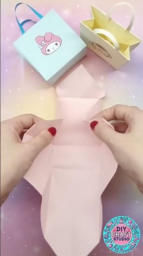 How to make Cute Paper Bag Origami - Easy Craft with Hello Kitty DIY #easy #papercraft #hellokitty
