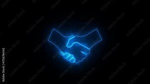 Digital Blue Handshake Animation Business Agreement Partnership Concept