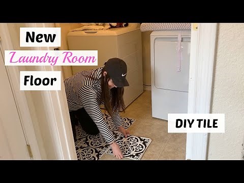 DIY Patterned Floor/ How to Install Peel and Stick FloorPops// Vinyl Tile