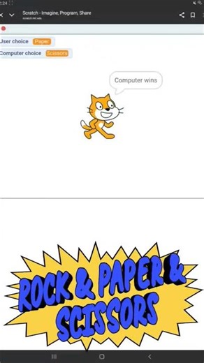 Rock & Paper & Scissors shoot! #scratch #cat #computer #coding #variables #user