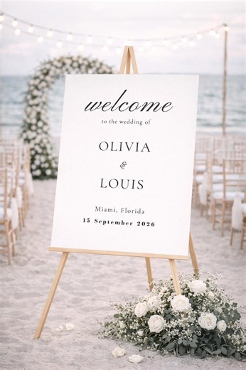 Elegant Black & White Wedding Welcome Sign | Minimalist Canva Template | Modern Printable Wedding Sign | Editable Wedding Decor
