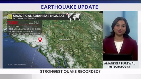 Canada's strongest earthquake recorded
