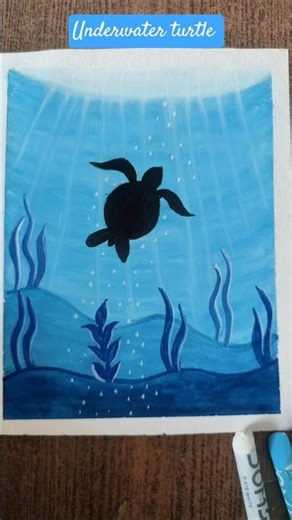 Easy Underwater Turtle Drawing 🌊🐢 Oil Pastel Art Tutorial for Beginners #shorts