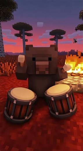 Minecraft Hamster Playing Drums at Sunset 🥁🐹 #minecraft #minecraftanimation #animation #shorts