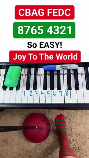 Joy To The World EASY Christmas Piano Tutorial 🎄🎅🏻 #piano #pianotutorial #christmas #easypiano #pianolesson