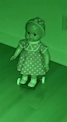 The doll rolled toward the crib… until the cat stopped it.