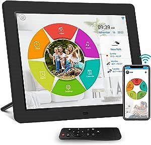 Digital Photo Frame WiFi 15 inch FHD IPS Touch Screen 4:3 Display, 16GB Storage, Auto-Rotate, VESA Wall Mount, Share Photos & Videos via Free App or Email, Remote Control, Support SD Card & USB Drive