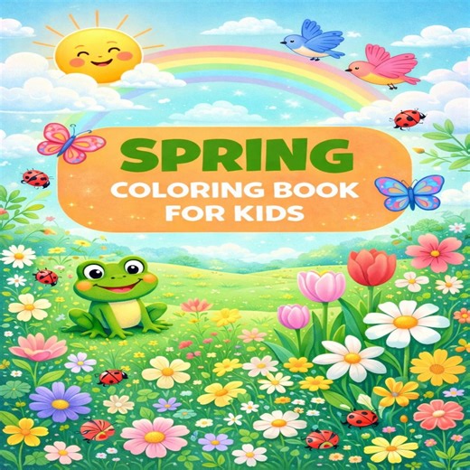 Spring Coloring Book for Kids | Easter & Spring Activity Pages | 12-Page A4 PDF Printable