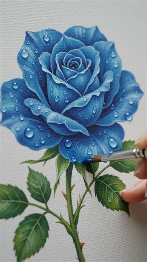 Painting a magical blue rose, one tiny brushstroke at a time… 💙🌹✨ Wait for the final reveal! 😍