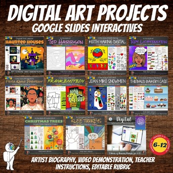 Middle School Digital Art Lesson Bundle, 10 Google Slides Interactive Lessons