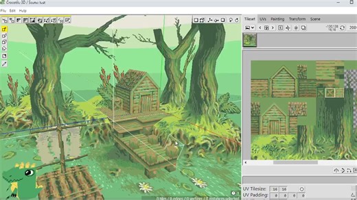 ローポリゲームやピクセルアート用3Dシーン制作ツール「Crocotile 3D v2.3.8」リリース！　2Dタイルマップから3Dシーンをつくるユニークなソフト