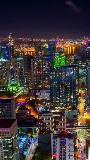 Miami Brickell Night Skyline 🌃 | Most Beautiful City Lights #shorts#viral #travel #trending