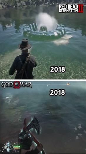 Water Physics In God Of War Vs RDR2 #gaming #shorts #godofwar #rdr2 #youtubeshorts