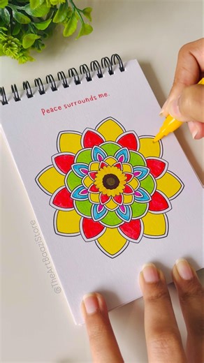 A page from Pocketful of Mandalas SketchPad | #arttherapy #indianartists #mandalaart