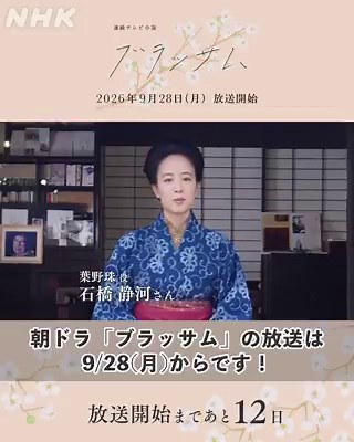 朝ドラ『ブラッサム』の放送開始まであと12日！ 【NHK総合】8:00〜 【BSP・BS4K】7:30〜 NHK ONEで同時見逃し配信も！／ #ブラッサム の放送は #9月28日スタート＼#石橋静河 https://t.co/s0DaW0N3cK