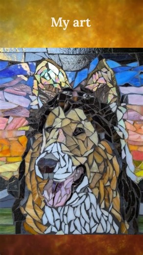 When someone you love has four legs, their smile becomes part of your life story. I make that story visible in glass — one hand-cut piece at a time. If you’re ready to turn your favorite photo into a mosaic portrait, I’d love to create it with you. #DownToEarthMosaics #mosaicart #collie | Down to Earth Mosaics