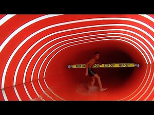 he found himself in a BANNED water slide...